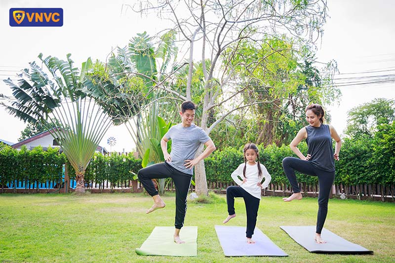 gia đình tập thể dục